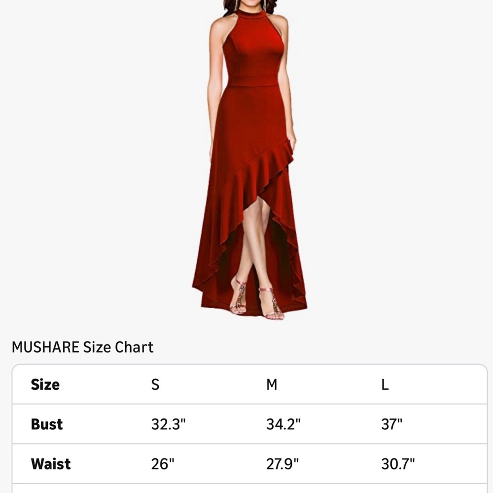 Halter High-Low Ruffle Skirt - Deep Red - Picture 3 of 5